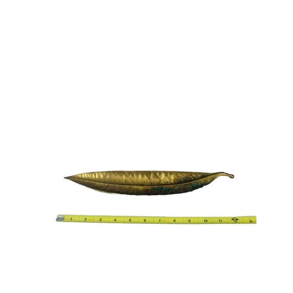 Vintage Solid Brass Euphorbia Codiacum Leaf Dish 1948 Virginia Metalcraft Tray - Picture 4 of 13